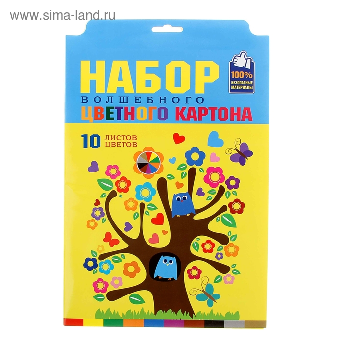 Картон цветной А4, 10 листов, 10 цветов "Дерево творчества" волшебный (золото и серебро) - Фото 1