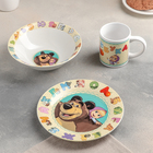 Набор посуды «Маша и Медведь. Азбука», 3 предмета: кружка 240 мл, миска d=18 см, тарелка d=19 см - фото 995485