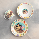 Набор посуды «Маша и Медведь. Азбука», 3 предмета: кружка 240 мл, салатник d=18 см, тарелка d=19 см - фото 8782191