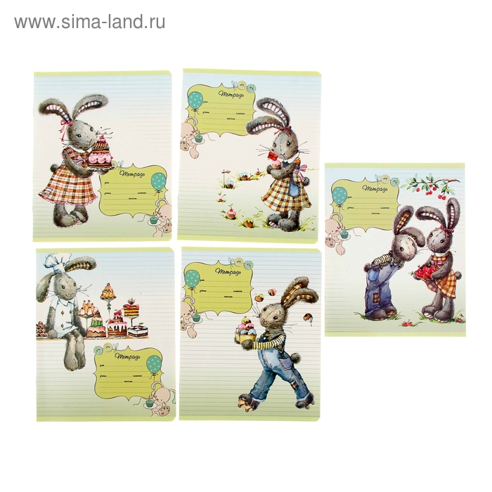 Тетрадь 12 листов линейка "Ушастые Сластёны", ВД-лак, 5 видов МИКС - Фото 1