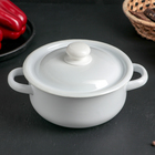 Кастрюля эмалированная, 1.5 л, d=17.5 см, с крышкой, без деколи, белая - Фото 1