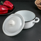 Кастрюля эмалированная, 1.5 л, d=17.5 см, с крышкой, без деколи, белая - Фото 2