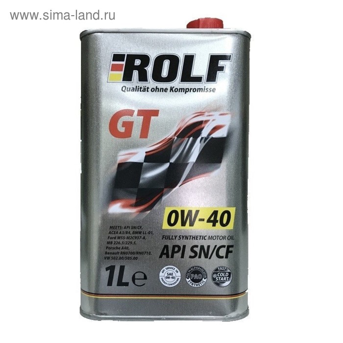 Масло моторное Rolf GT 0W-40, SN/CF, синтетическое, 1 л - Фото 1