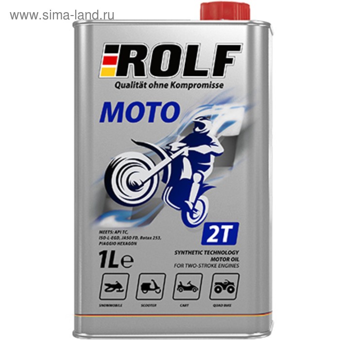 Масло моторное, Rolf Moto, для 2T мотоциклов, п/синтетическое, 1 л - Фото 1
