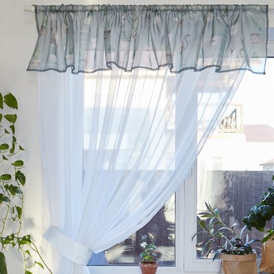 Тюль с подхватом и ламбрекеном «Садовая романтика», 250×200 см, 100% п/э, вуаль