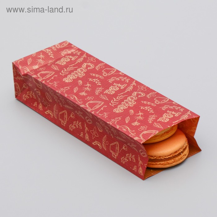 

Пакет бумажный фасовочный "Coffee&Tea", бордовый, крафт-полоска, 7 х 4 х 21 см