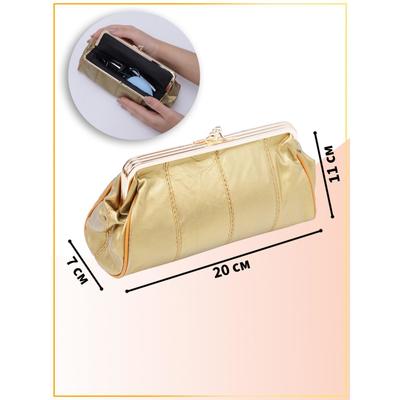 Косметичка-фермуар, 2 отдела на рамке, наружный карман, цвет бронза