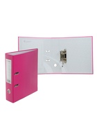 Папка-регистратор А4, 75 мм, ПВХ, тиснение «лен», металлическая окантовка, карман на корешок, собранная, собранная, темно-розовая - Фото 1