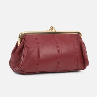 Косметичка на фермуаре, 2 отдела, наружный карман, цвет бордовый