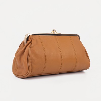 Косметичка на фермуаре, 2 отдела, наружный карман, цвет рыжий