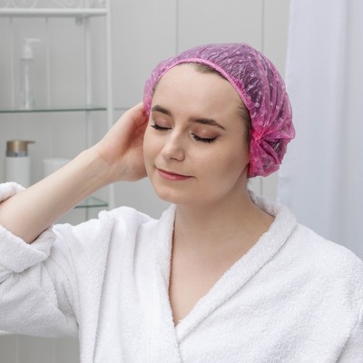 Набор шапочек для душа Доляна, 3 шт., полиэтилен, МИКС