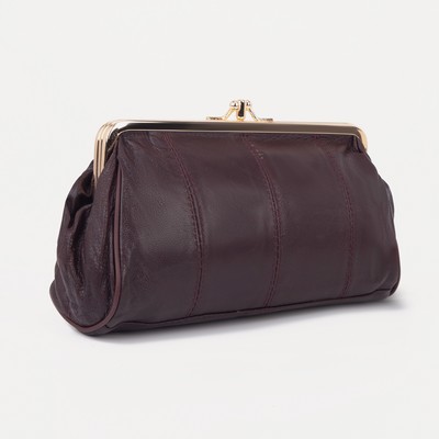 Косметичка, 2 отдела на фермуарах, наружный карман, цвет бордовый