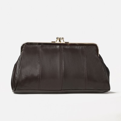 Косметичка на фермуаре, 2 отдела, наружный карман, цвет коричневый