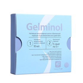 Противопаразитарный комплекс натуральный Gelminol, капли 10 мл + саше 5 х 5 г