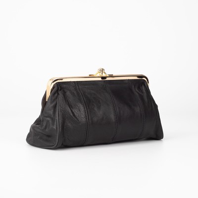 Косметичка на фермуаре, 2 отдела, наружный карман, цвет чёрный