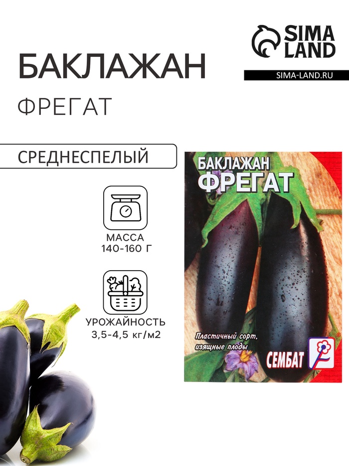 Семена Баклажан «Фрегат», 0.5 г, «Сембат» - Фото 1