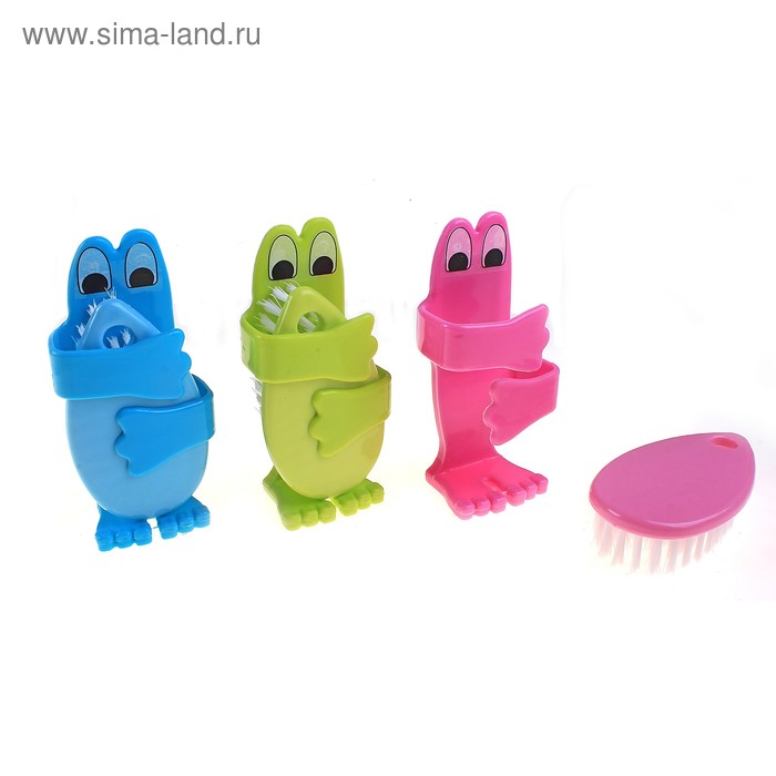 Щётка-утюжок с держателем «Лягушонок», цвета МИКС - Фото 1