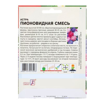 Семена цветов Астра «Пионовидная смесь - Осенняя красавица», XXXL, 2 г