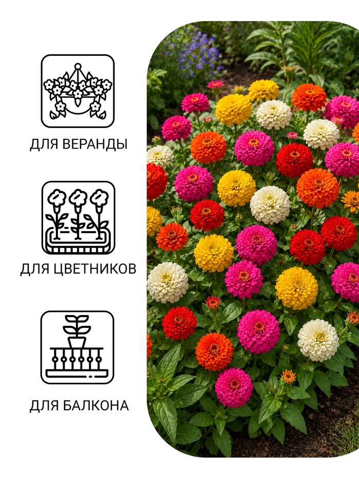 Семена цветов Цинния «Лилипут» смесь, 0.3 г, «Сембат» - Фото 1