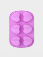 Форма для выпечки Доляна «Сердце напополам», силикон, 25.8×17×3.2 см, 6 ячеек (7×6.5×3 см), сиреневая - Фото 2