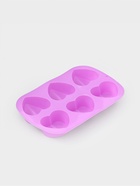 Форма для выпечки Доляна «Сердце напополам», силикон, 25.8×17×3.2 см, 6 ячеек (7×6.5×3 см), розовая - Фото 4