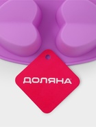 Форма для выпечки Доляна «Сердце напополам», силикон, 25.8×17×3.2 см, 6 ячеек (7×6.5×3 см), розовая - Фото 8