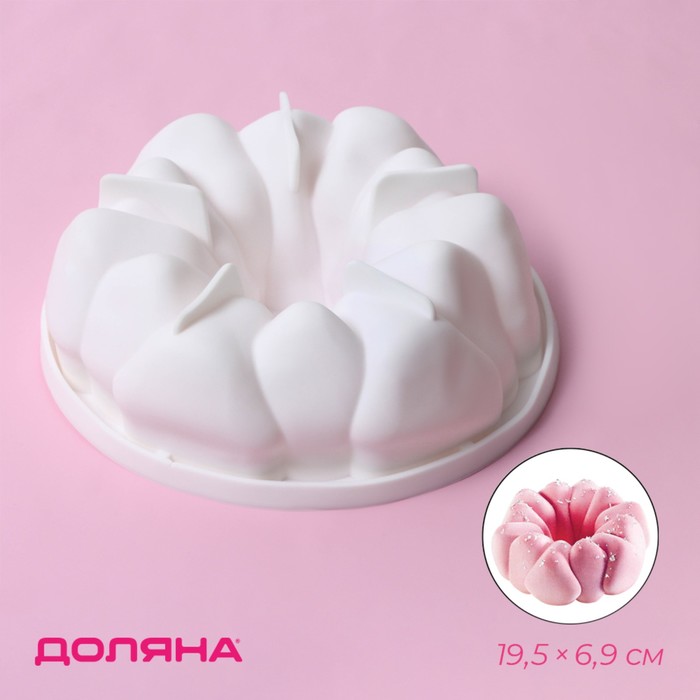Форма для муссовых десертов и выпечки Доляна «Гранатовый браслет», силикон, 19,5×19,5×6,9 см, цвет белый - Фото 1