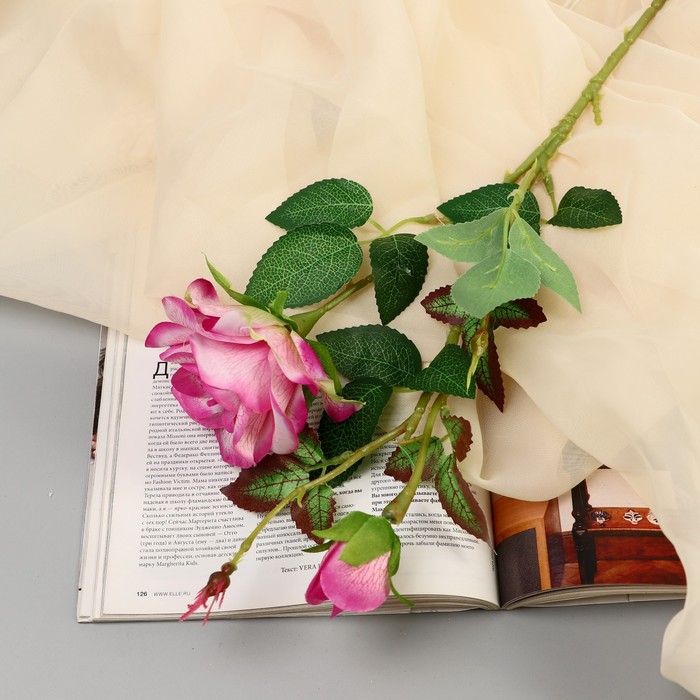 Цветы искусственные "Роза душистая" 9х50 см, бело-сиреневый микс - Фото 1