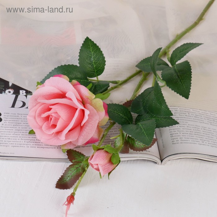 Цветы искусственные Роза душистая 9х50 см, розовый