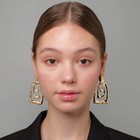 Серьги металл "Атмосфера" три квадрата, цвет золото - фото 25737311