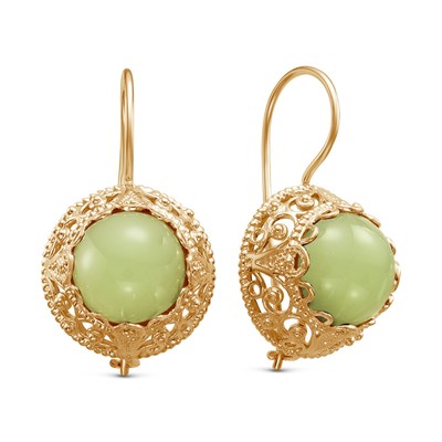 Серьги «Нефрит» восток, позолота