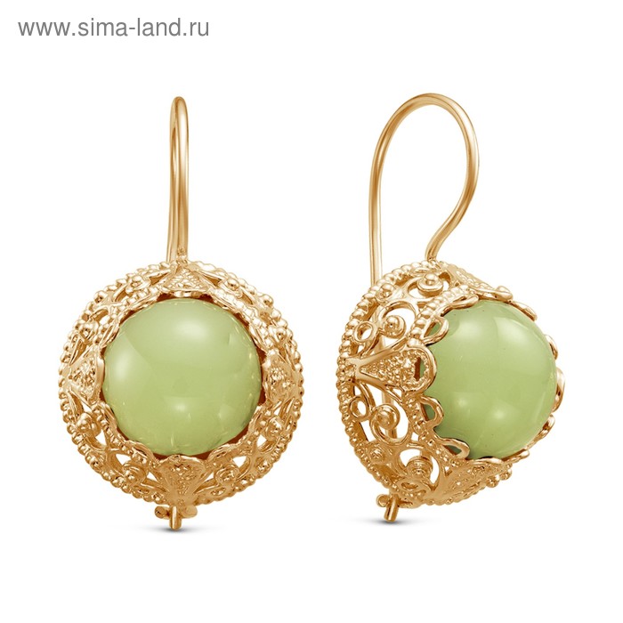 Серьги «Нефрит» восток, позолота - Фото 1