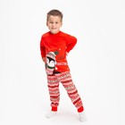 Пижама детская, цвет красный/пингвин, рост 104 см - фото 8904473