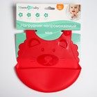 Нагрудник для кормления «Котик» силиконовый с карманом, цвет красный - фото 20999863