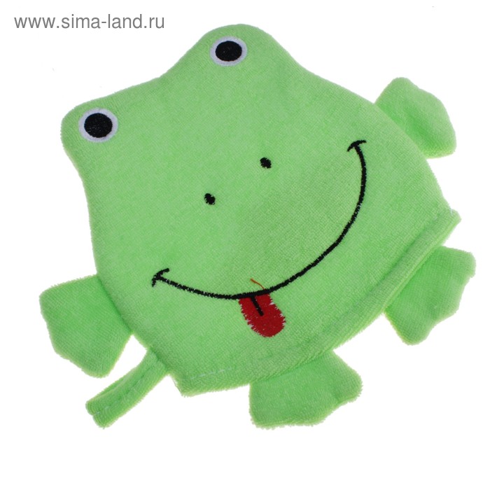 Мочалка-варежка детская для купания «Лягушка» - Фото 1