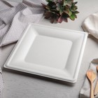 Тарелка одноразовая квадратная ECO, 26×26 см, сахарный тростник, цвет белый - Фото 5