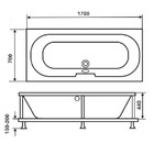 Ванна акриловая Eurolux SIBARIS, 170х70х43 см, без каркаса - Фото 11