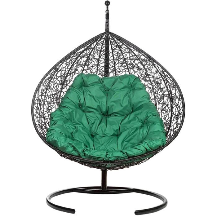 Двойное подвесное кресло, 195 × 135 × 75 см, black (зелёная подушка), «Gemini promo» - фото 1908509704