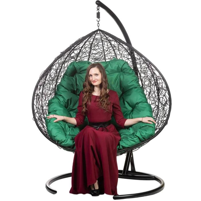 Двойное подвесное кресло, 195 × 135 × 75 см, black (зелёная подушка), «Gemini promo» - фото 1908509705