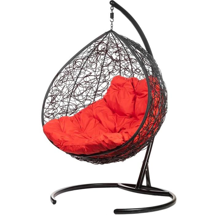 Двойное подвесное кресло, 195 × 135 × 75 см, black (красная подушка), «Gemini promo» - фото 1908509707