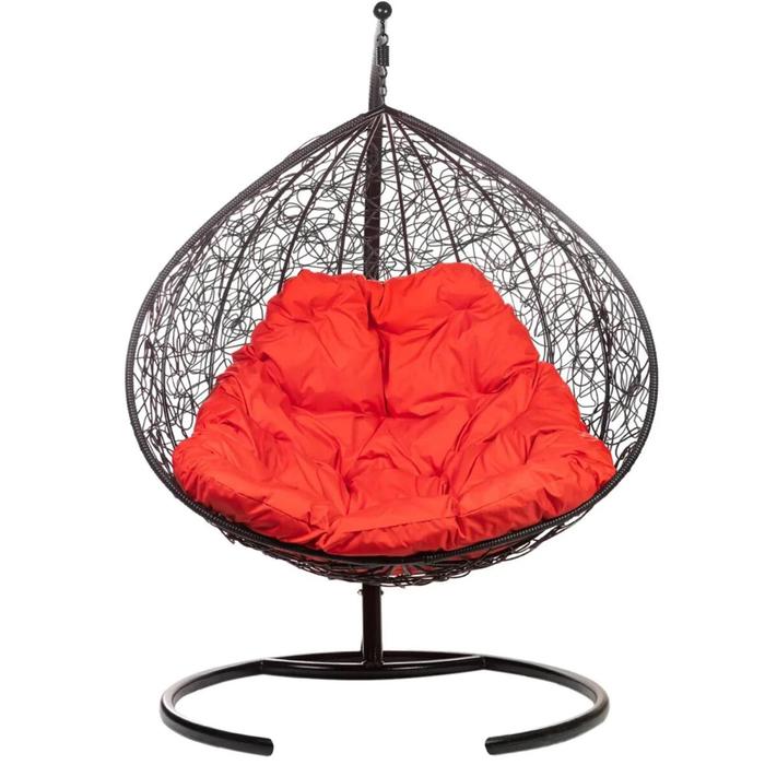 Двойное подвесное кресло, 195 × 135 × 75 см, black (красная подушка), «Gemini promo» - фото 1908509708
