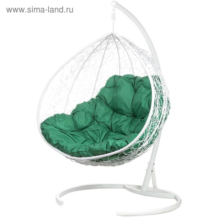 Двойное подвесное кресло, 195 × 135 × 75 см, white (зелёная подушка), «Gemini promo» - Фото 1
