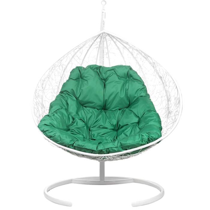 Двойное подвесное кресло, 195 × 135 × 75 см, white (зелёная подушка), «Gemini promo» - фото 1908509712