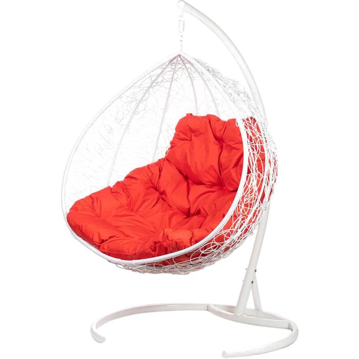 Двойное подвесное кресло, 195 × 135 × 75 см, white (красная подушка), «Gemini promo» - фото 1908509716
