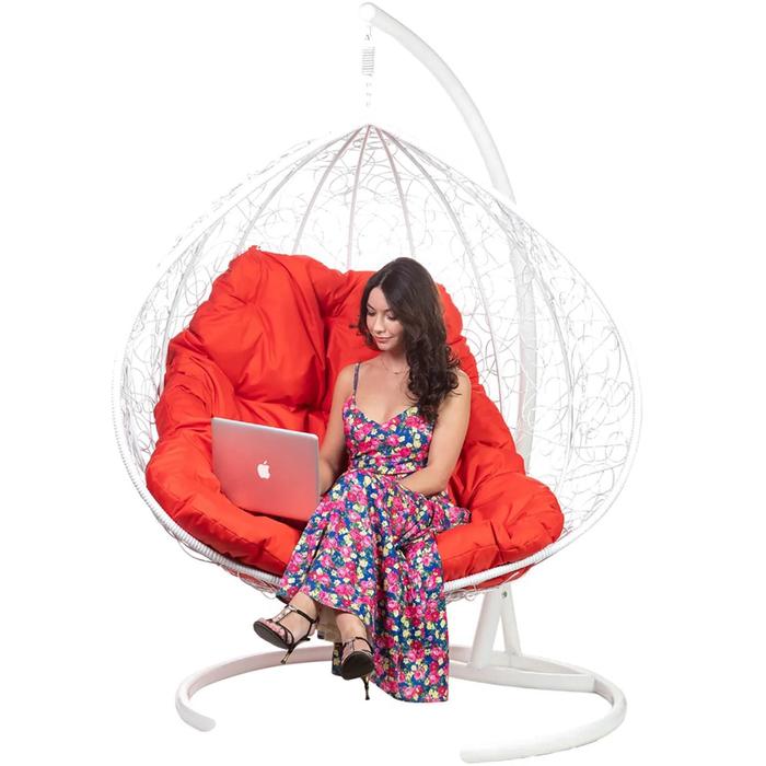Двойное подвесное кресло, 195 × 135 × 75 см, white (красная подушка), «Gemini promo» - фото 1908509717