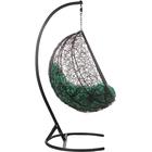 Подвесное кресло - кокон «Кокос», с искусственным ротангом, зелёная подушка, со стойкой, чёрное - Фото 5