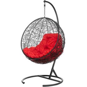 {{photo.Alt || photo.Description || 'Подвесное кресло «Кокос», 195×95×75 см, с красной подушкой, на стойке, чёрное'}}