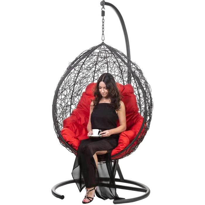 Подвесное кресло "Tropica Black" красная подушка, стойка, 195*95*75 см - фото 1908509732