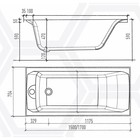 Ванна акриловая Eurolux QWATRY 17070, 170x70x47 см, без каркаса и панели - Фото 3
