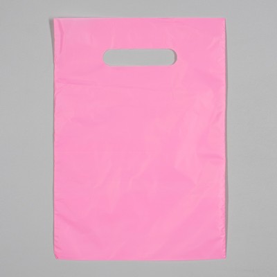 Пакет полиэтиленовый, с вырубной ручкой, розовый, 20 х 30, 33 мкм